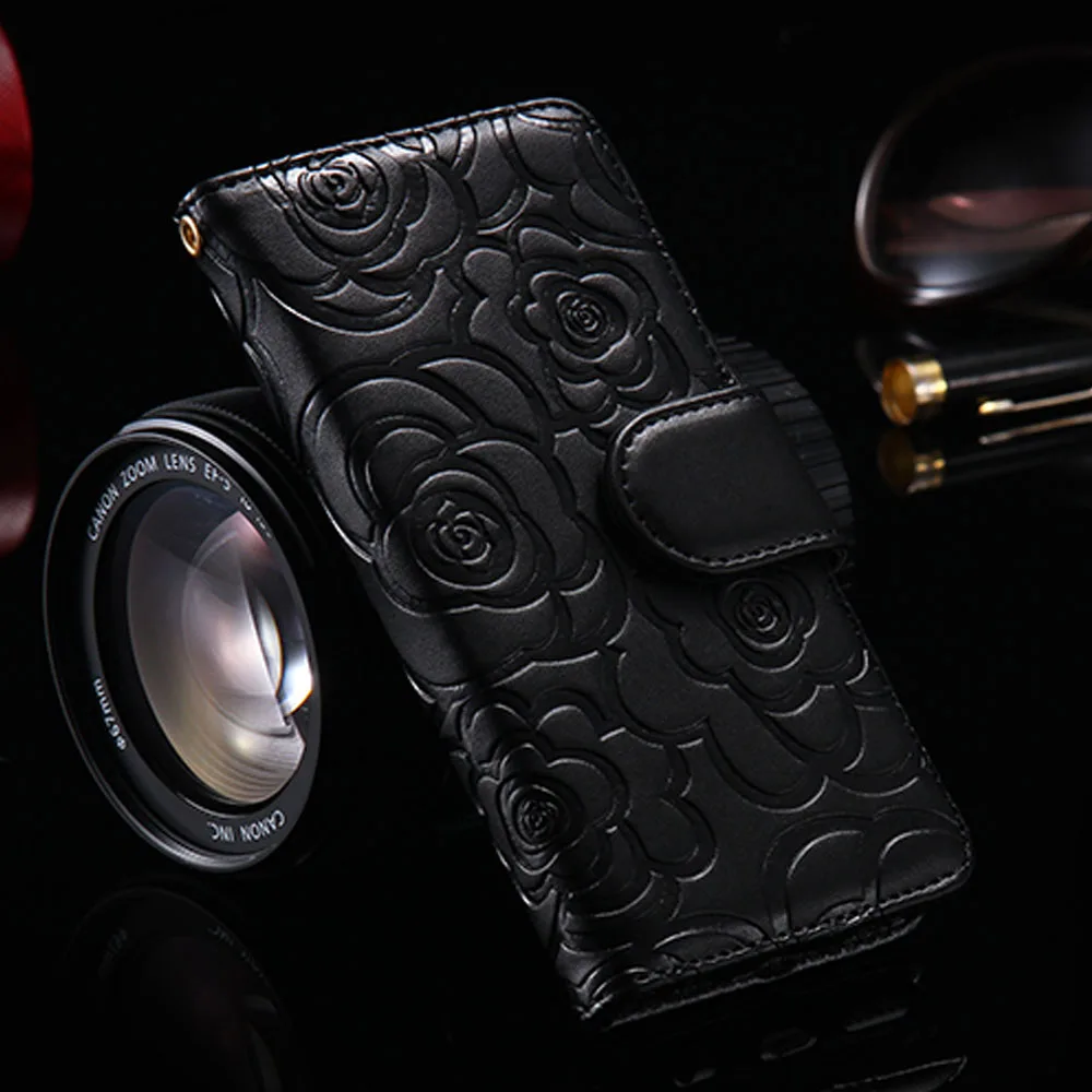 

Camellia Embossed Flip Wallet Leather Case For iPhone XS Max XR X 8 7 6S Plus 5S SE Flower Wallet Book Style PU Phone Cover Etui