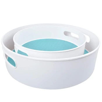 

2 Pack ABS Lazy Susan Turntable Non-Skid Kitchen Cabinet Organizers Spice Rack for Fridge, Countertop