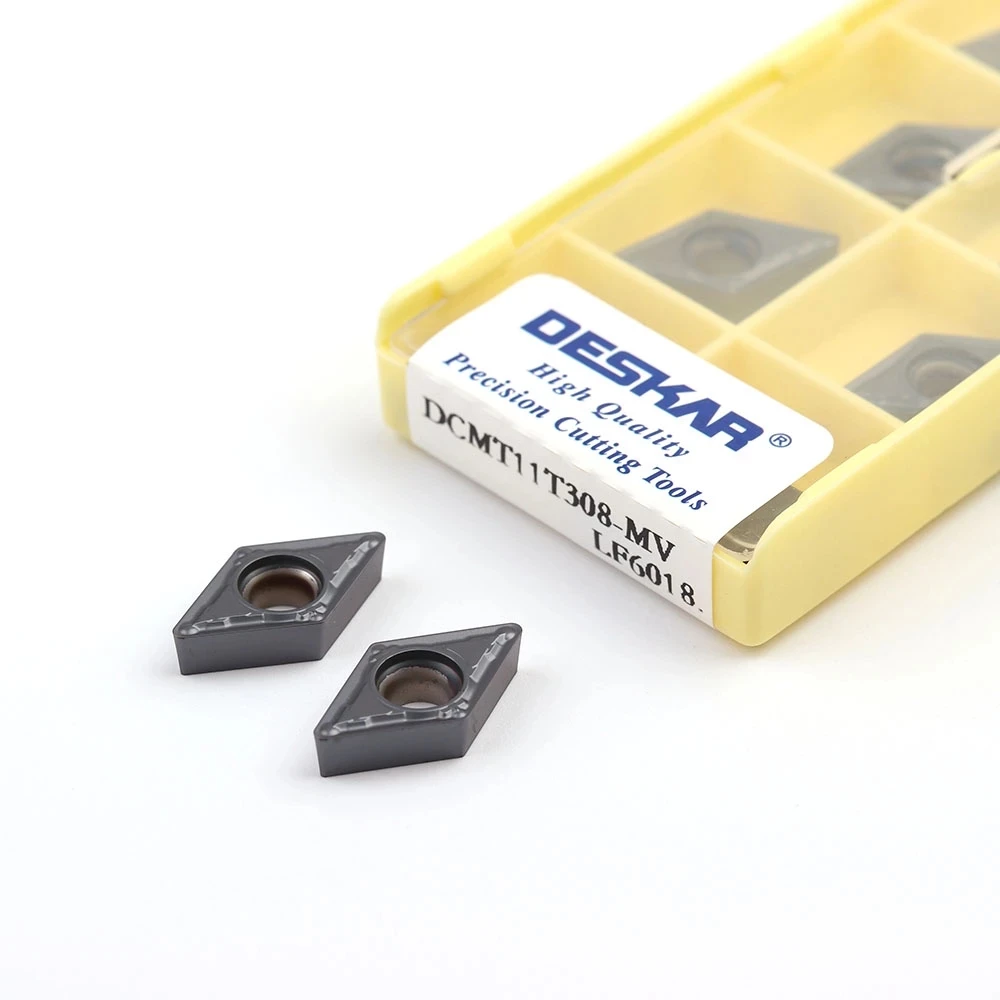 DESKAR Original DCMT070204-MV DCMT070208 MV DCMT11T304 DCMT11T308 LF6018 CNC-Drehwerkzeug Schneidklinge aus Hartmetall Drehwerkzeug – Detail 1