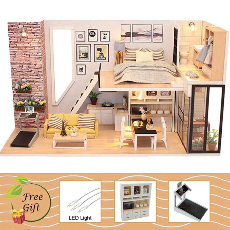 Doll House Furniture Miniature Dollhouse DIY Miniature House Room Box Theatre Toys for Children Casa DIY Dollhouse M38