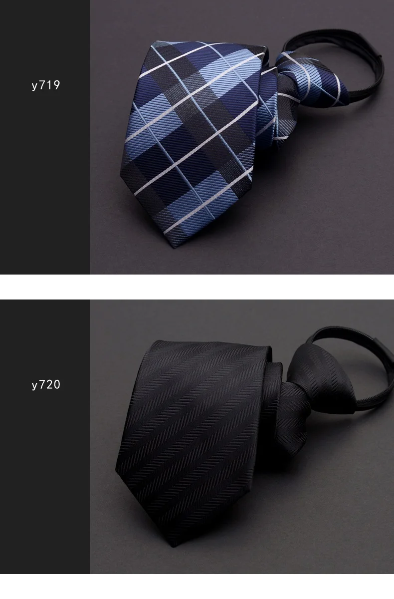 High Quality New Fashion Ties Men Business Worker Zipper 7cm Striped Tie Wedding Neckties for men Designers with Gift Box