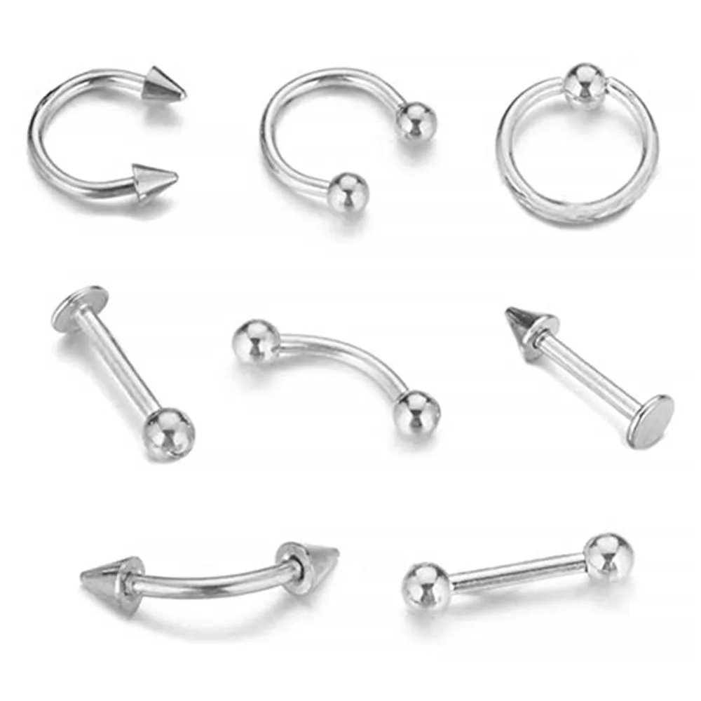 

9 PCS Nose Ring Surgical Steel Helix Hoop Piercing Earrings Lip Bars Helix Daith Cartilage Tragus Studs Septum Piercing Jewelry