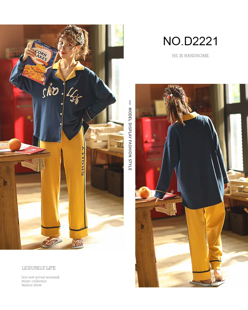 Autumn& Winter New Style Pure Cotton Long Sleeve Trousers Pajamas WOMEN'S Cardigan Ladies Home Leisure Suit