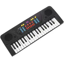 Kids Children 37 Key Electronic Keyboard Piano Musical Toy Record Microphone Mic, Black+White