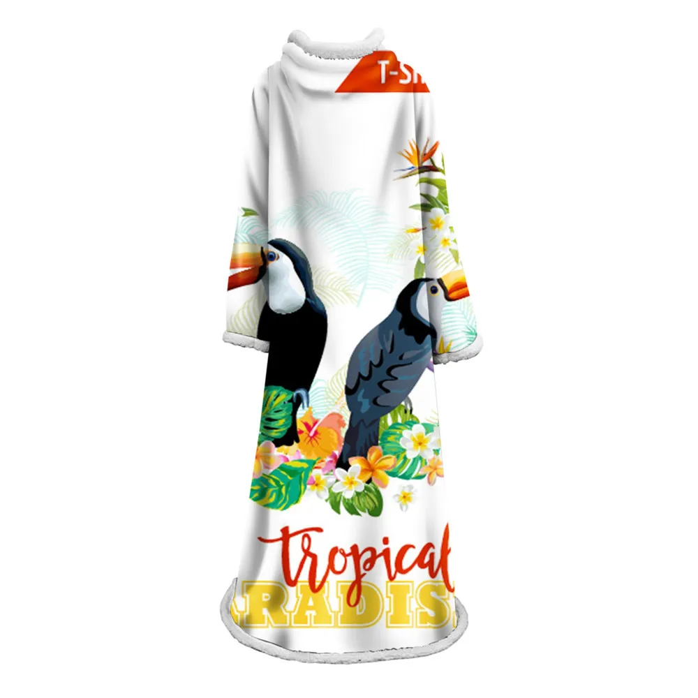 Sleeve Blanket 3D Printed Flamingo For Home Sofa Sherpa Fleece Sleeve Blanket Coral Microfiber Warm Throw Blanket
