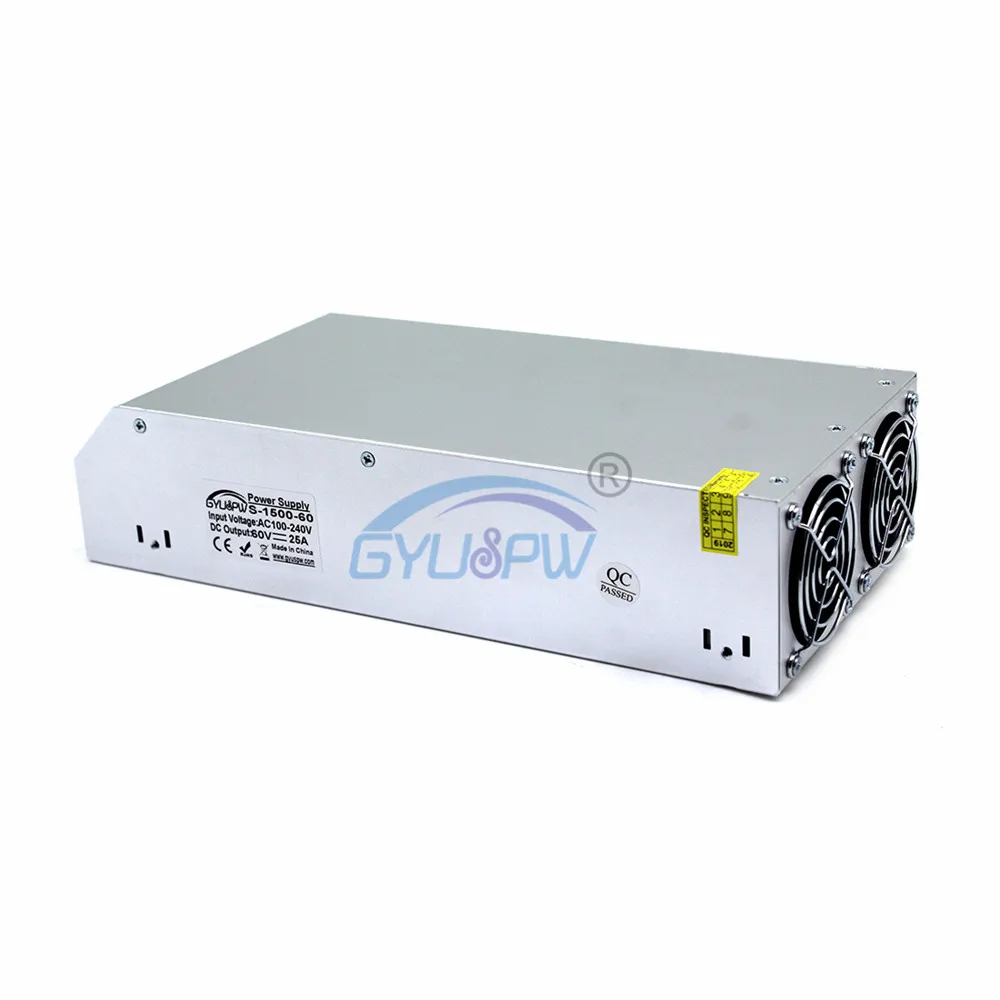 Переменный DC60V импульсный источник питания 25А 1500 Вт трансформатор 100-240 В переменного тока в постоянный 60 в источники питания для ЧПУ CCTV шаговые двигатели DIY