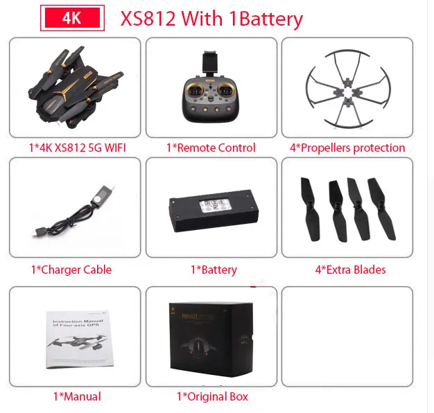 4K 1B Color Box VISUO XS812 gps Радиоуправляемый Дрон с камерой 4K HD 5G wifi FPV удерживающий высоту один ключ возврат Радиоуправляемый квадрокоптер Вертолет VS XS809S E58 E502S - Цвет: 4K 1B Color Box