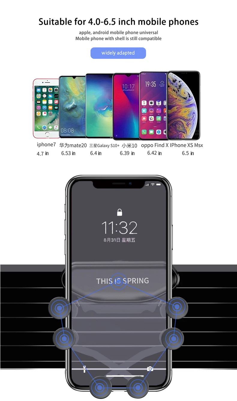 Новинка, Универсальное автомобильное крепление на вентиляционное отверстие, Гравитационный авто-захват, автомобильный держатель для телефона, поддержка телефона в автомобиле, для iPhone X, samsung, планшетов
