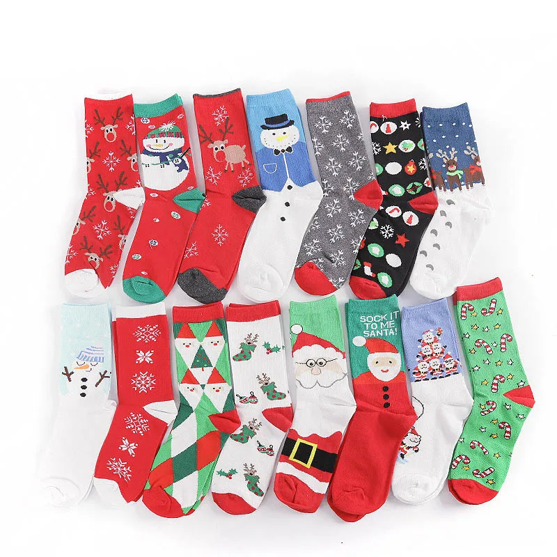 New autumn and winter new year fashion Santa Claus Christmas snow elk gift cotton socks men and women Christmas gifts