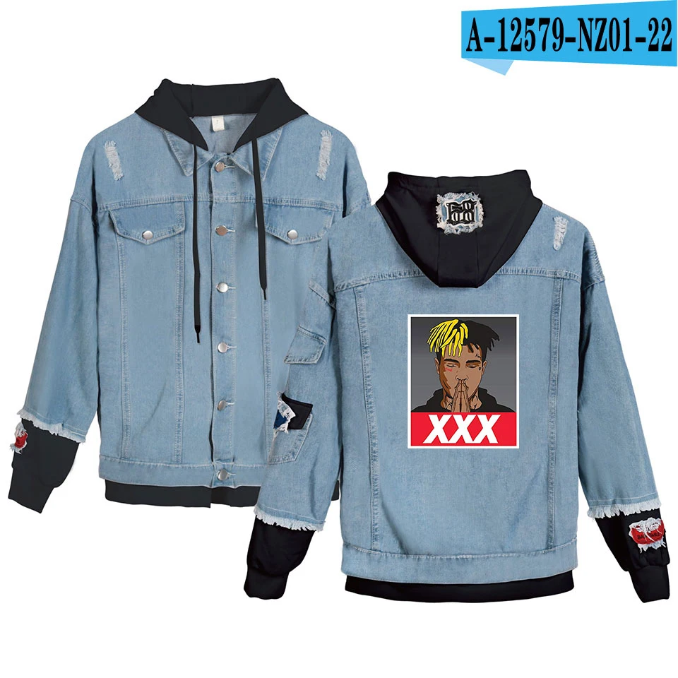 Новинка; Xxxtentacion; джинсовая куртка с капюшоном; Lil Peep Cry; детская джинсовая куртка; креативная Осенняя толстовка с капюшоном для мужчин и женщин - Цвет: 2D