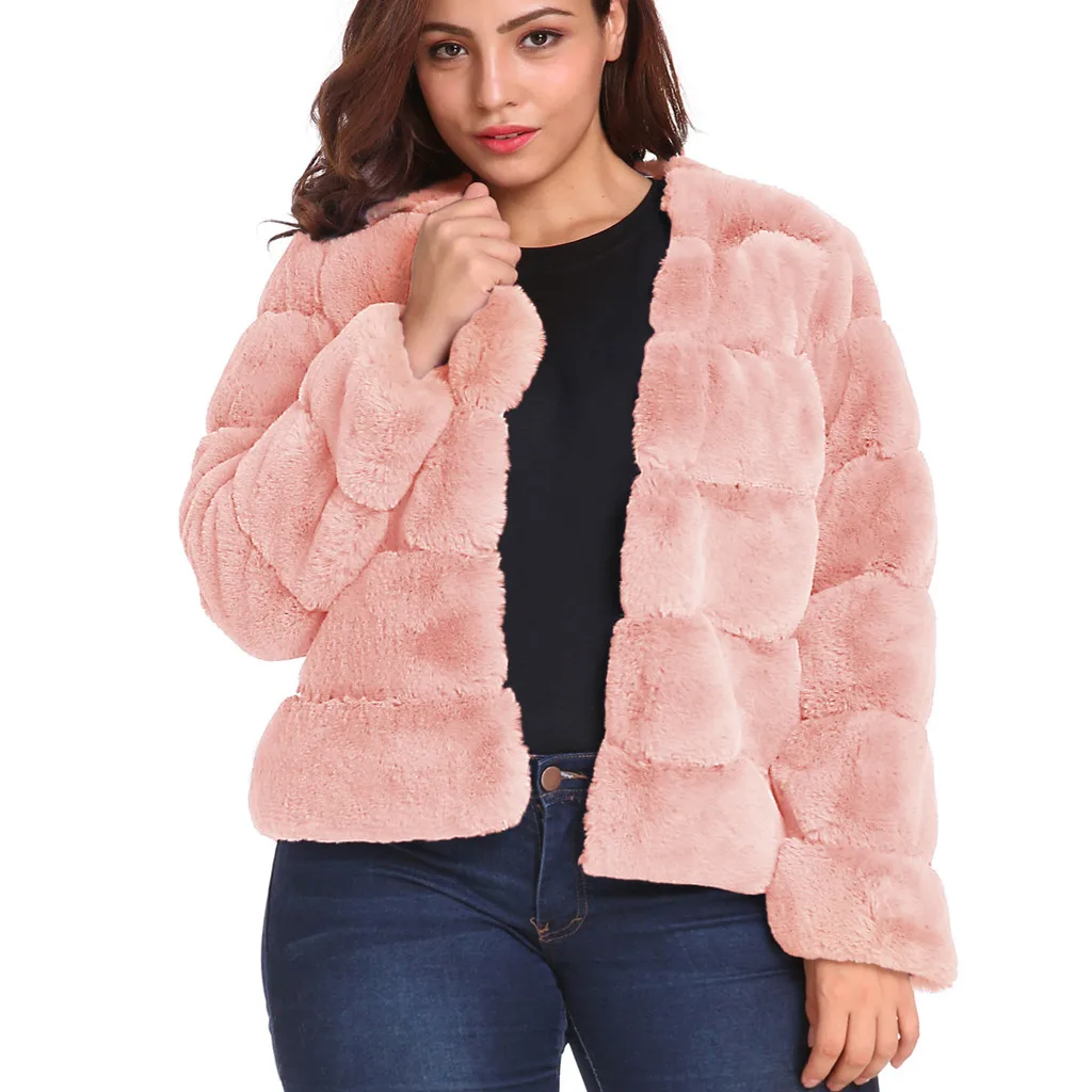 

Winter Faux Fur Coat Womens Warm Short Faux Fur Casual Solid Plush Coat Jacket Parka Warm Outwear Female Jacket manteau femme