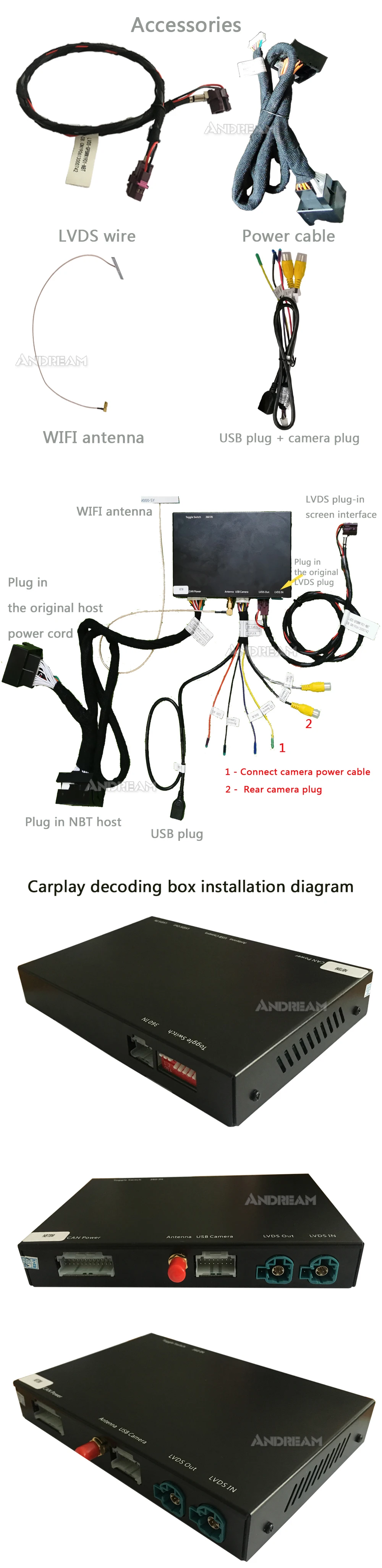 Discount Andream Wireless CarPlay Android Auto Interface BOX for BMW 1 2 Series F20 F21 F22 F23 F45 MPV NBT system Mirrorlink 14