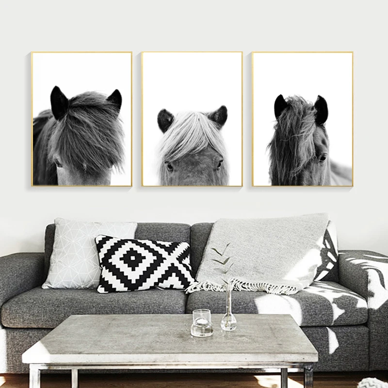 Black-and-White-Icelandic-Horse-Posters-and-Prints-Farmhouse-Rustic-Decor-Scandinavian-Wall-Art-Canvas-Painting (2)