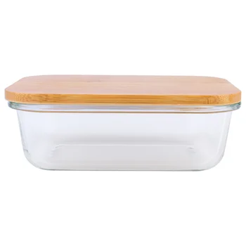 

600ML Glass Food Containers Crisper Box Middle Box Meal Prep Container Wood Lid