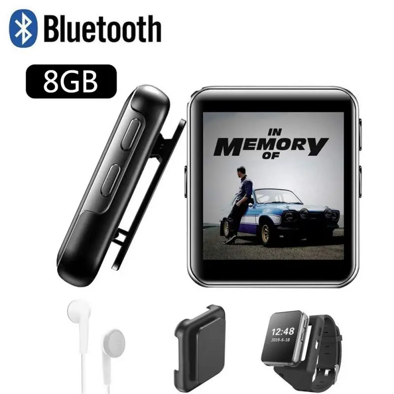 New Mini Clip MP3 Player Bluetooth with 1.54 Inch Touch Screen Portable MP3 Music Player HiFi Metal Audio Player with FM Radio