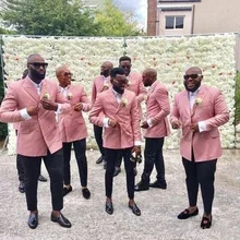 Розовый мужской костюм, свадебные смокинги, двубортный, Лучший человек, жених, сшитый на свадьбу, Лучший человек, пиджак+ брюки, Trajes De Hombre