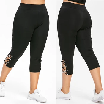 

Women High Waist Cropped Trousers Pants Elastic Bandage Leggings Plus Size Leggings Pants Jeggings Leggins Mujer
