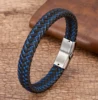 Bracelet en cuir véritable pour hommes, corde tressée noire, fermoir magnétique en métal, vente en gros ► Photo 1/6