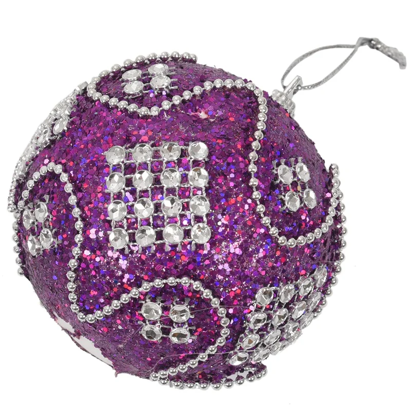 

6pcs Christmas Tree Hanging Diamond Chain Balls Diameter 8cm Decorations Ball Xmas Party Wedding Ornament(Purple)