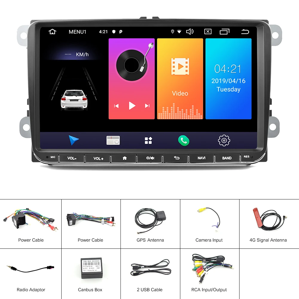 Perfect Hikity Android 9.0 Car multimedia player 2 Din RDS Car Radio Stereo 9" GPS Navigation Wifi FM Player for VW Passat Golf MK5 Cars 5