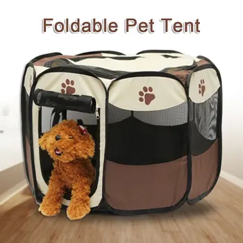 

Portable Folding Pet Tent Dog House Octagonal Cage For Cat Tent Playpen Puppy Kennel Easy Operation Fence Outdoor Big Dogs House