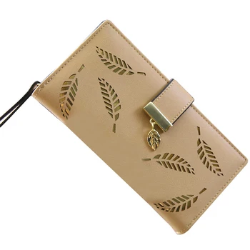 

Fashion Hollow Leaves Women Cash Wallet PU Purse Long Lady Handbags Ladies Texture Holder Best Sale-WT