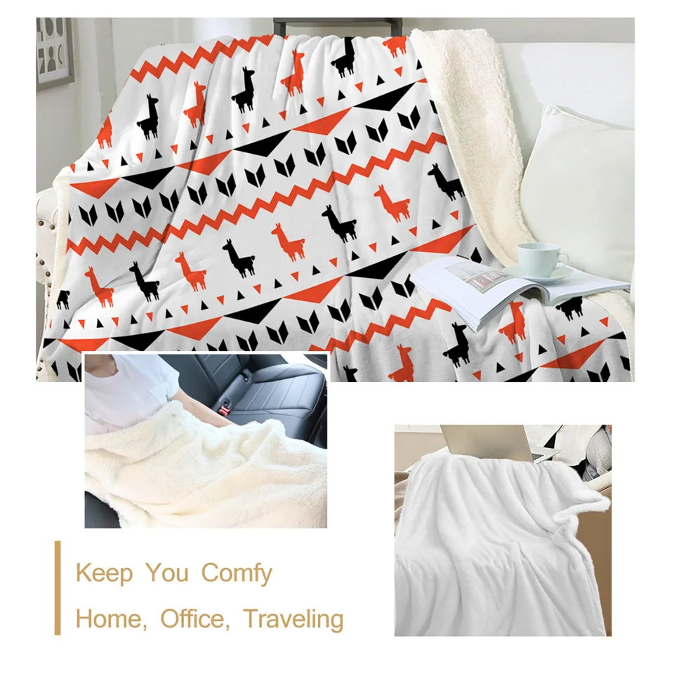 BeddingOutlet одеяло для кровати с изображением ламы, этническое одеяло для кровати, геометрическое Полосатое одеяло из шерпы, цветное детское постельное белье из альпаки с рисунком