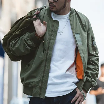 

mens jacket American retro MA-1 bomber jacket Handsome trendy casual baseball uniform Stand-up collar autumn and winter jacket