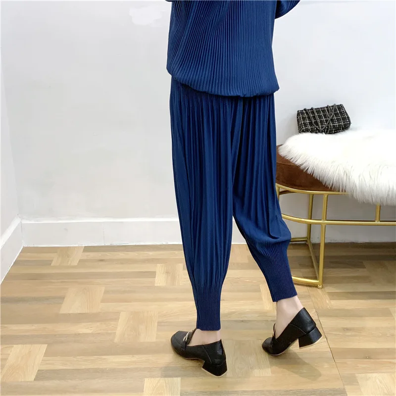 Новые MIYAKE плиссированные широкие брюки женские лопнутые плиссированные штаны-шаровары