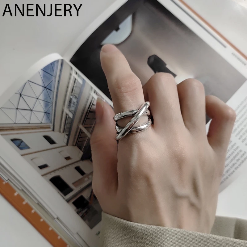 ANENJERY Ретро стиль нестандартная гладкая цепочка тайское серебряное кольцо 925