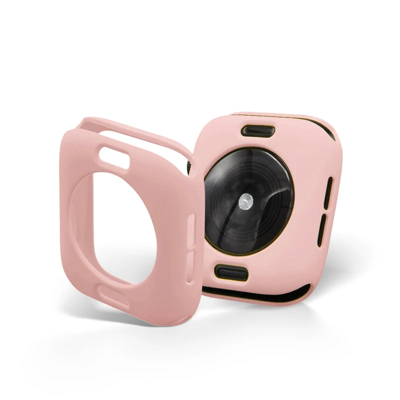 Мягкий силиконовый чехол для apple watch Series 5/4/3/2/1 ультра тонкий противоударный протектор для наручных часов iWatch, чехол 38 мм 40 мм 42 44 мм - Цвет: Pink