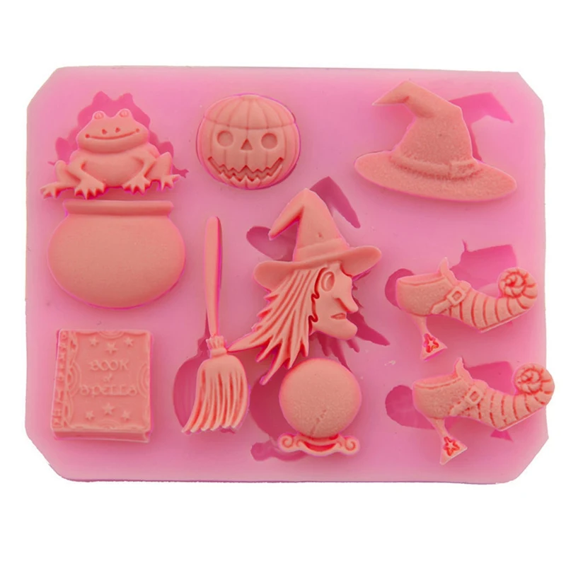 

Halloween Broom Pumpkin Frog Witch Silicone Fondant Soap 3D Cake Mold Cupcake Candy Chocolate Decoration Baking Tool