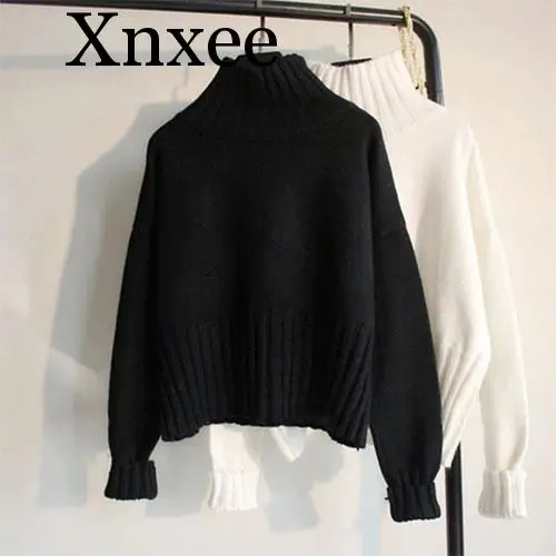 Warm thick low temperature Design Turtleneck Sweater Women Jumper 2020 Winter Loose Long Sleeve Knitted Pullover Sweater Black Warm thick low temperature Design Turtleneck Sweater Women Jumper 2020 Winter Loose Long Sleeve Knitted Pullover Sweater Black