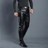 Leather Pants Men's Leggings Black Solid Faux Leather Jeans Male Casual Trousers Korean Fashion Slim Fit Skinny Pants Motorcycle