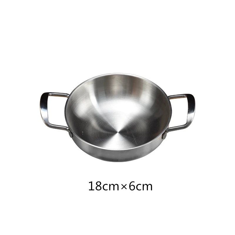 Корейская маслосберегающая сковорода Бытовая кастрюля мини-фритюрница с двойными ушами маленький сухой горшок обои suop кастрюля для тушения стеклянная крышка - Цвет: 18cm