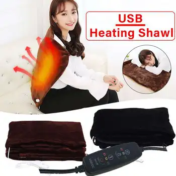 

USB Electric Warming Heating Blanket Pad Shoulder Neck Mobile Heating Shawl Soft 5V 4W Winter Warm Health Care Smart Shawl