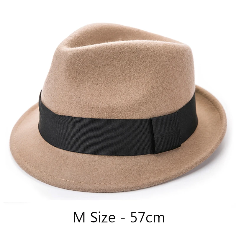 Camel-57cm Sedancasesa, новинка, Классическая, унисекс, Трилби, шляпа Федора, шляпа с австралийской шерстью, мужская шляпа для официальных церковных шляп для женщин - Цвет: Camel-57cm