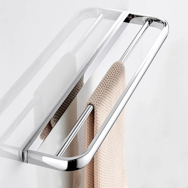 

Polished Chrome Bathroom Towel Holder Double Towel Bar Towel Rack Towel Rail Wall Mounted Bathroom Accessories
