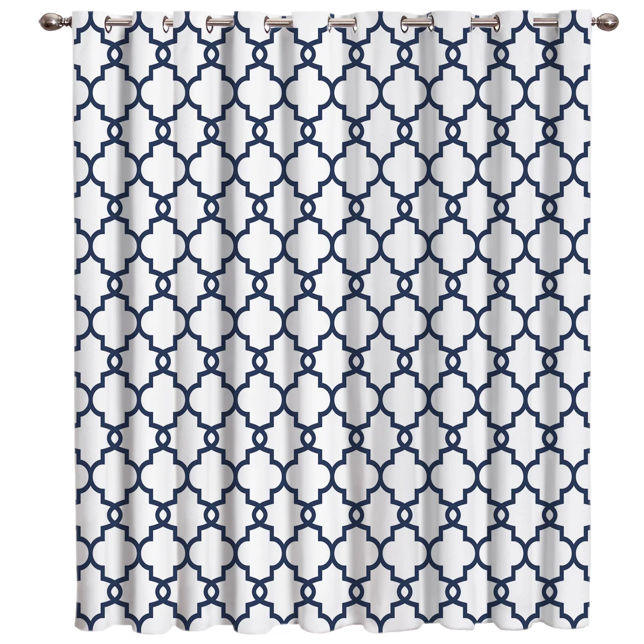

Moroccan White And Blue Pattern Room Curtains Large Window Curtain Rod Living Room Curtains Blackout Kitchen Bedroom Drapes
