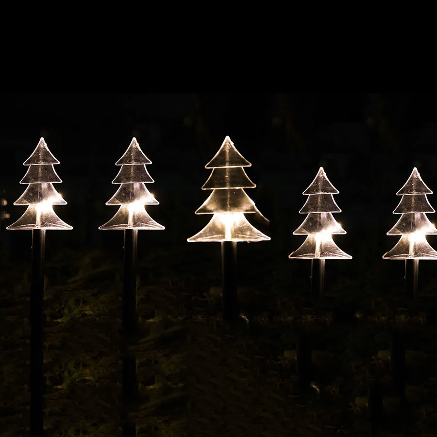 5pcs Christmas Tree Thrisdar снежинки звезда Фея Гирлянда Свет открытый садовый шип газон лампы Рождественская елка Свадебная вечеринка праздник Гирлянда Свет - Испускаемый цвет: 5pcs Christmas Tree