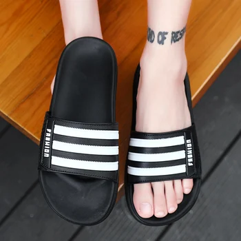 

COOLVFATBO Men Slippers Ginghan Summer Beach Male Slides Man Outside PVC Casual Style Bottom Flip Flops Zapatos Hombre