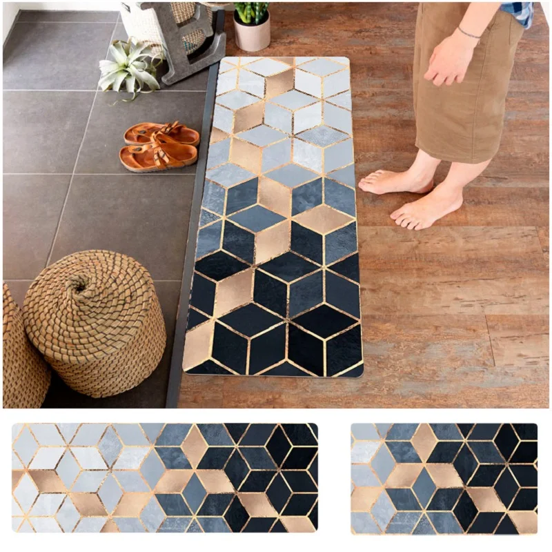 

Nordic Geometric Carpets PVC Leather Floor Mat Large Floor Carpets Doormats Bedroom Tatami Waterproof Oilproof Kitchen Rugs