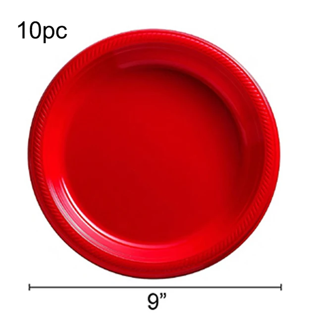 Pure Red Disposable Party Tableware Cup Plate Adult Birthday Party Decor Kids Wedding Adult Supplies Christmas Party Supplies Plate 9in-10pcs