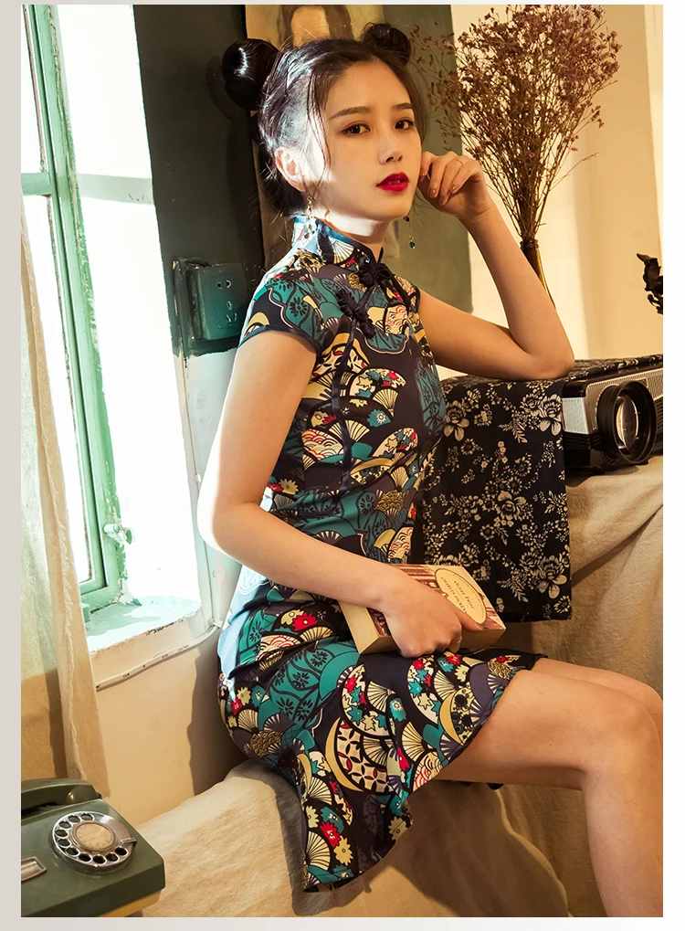 Лето 2019 г. белый китайский для женщин qipao Плюс vantage печати Чонсам с цветами пятно Длинные платья Элегантный женский китайское платье