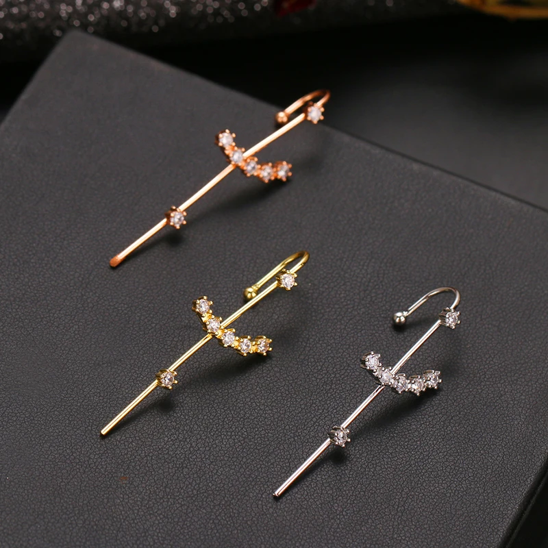 Простая нить булавка для ушей корейские манжеты серьги без пирсинга клипсы