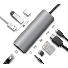9 в 1 type-C концентратор для Hdmi Usb 3,0 Sd Tf Pd Rj45 Ethernet Lan кардридер адаптер