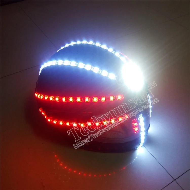 Led синий красный Светящийся Шлем светодиодная маска для выступлений для бара ночного клуба сценический робот лазерный танцевальный реквизит