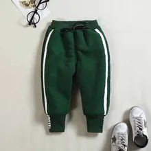 Зимняя детская одежда; стиль; спортивные брюки для девочек в Корейском стиле; бархатные повседневные брюки для мальчиков; Детские хлопковые брюки