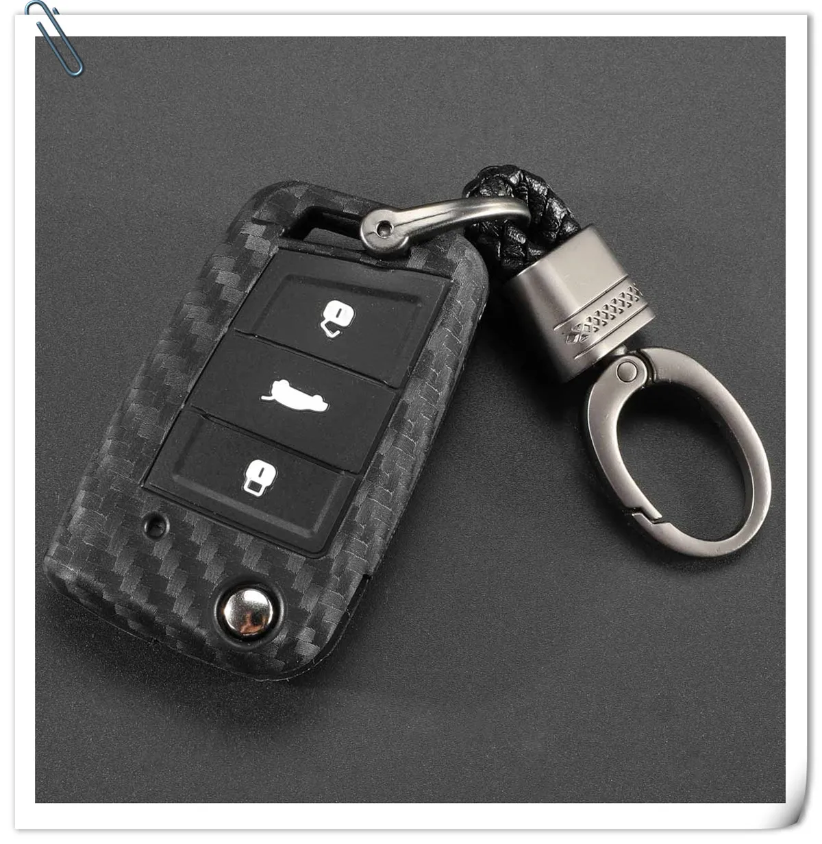 Cover portachiavi in Silicone al carbonio per VW Polo Golf 7 Tiguan Skoda Octavia Karoq SEAT Ateca Leon Ibiza portachiavi portachiavi 2015-2019 9 Cover portachiavi in Silicone al carbonio per VW Polo Golf 7 Tiguan Skoda Octavia Karoq SEAT Ateca Leon Ibiza portachiavi portachiavi 2015-2019 - H2bb501b24ca447c1bf6e9f45a97a0fd4m