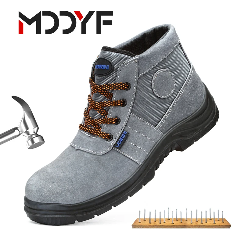 

MDDYF Ankle Work Safety Shoes For Men Suede Steel Toe Cap Light Comfortable Industrial & Construction Boots